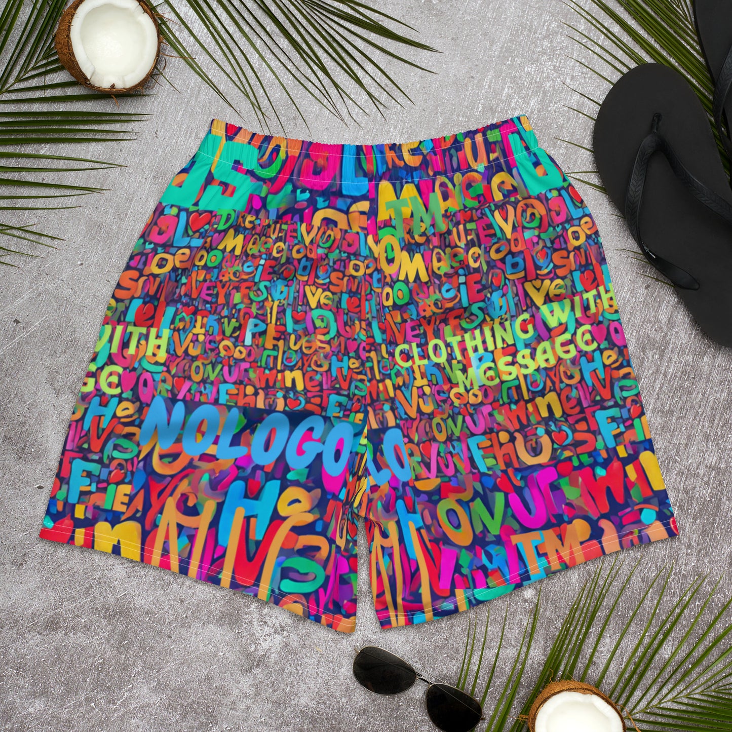 NoLoGo letter soup men's recycled athletic shorts