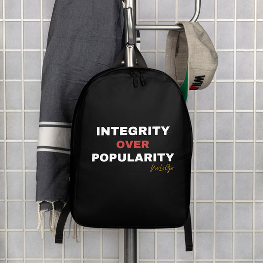 NoLoGo "Integrity over Popularity" minimalist backpack