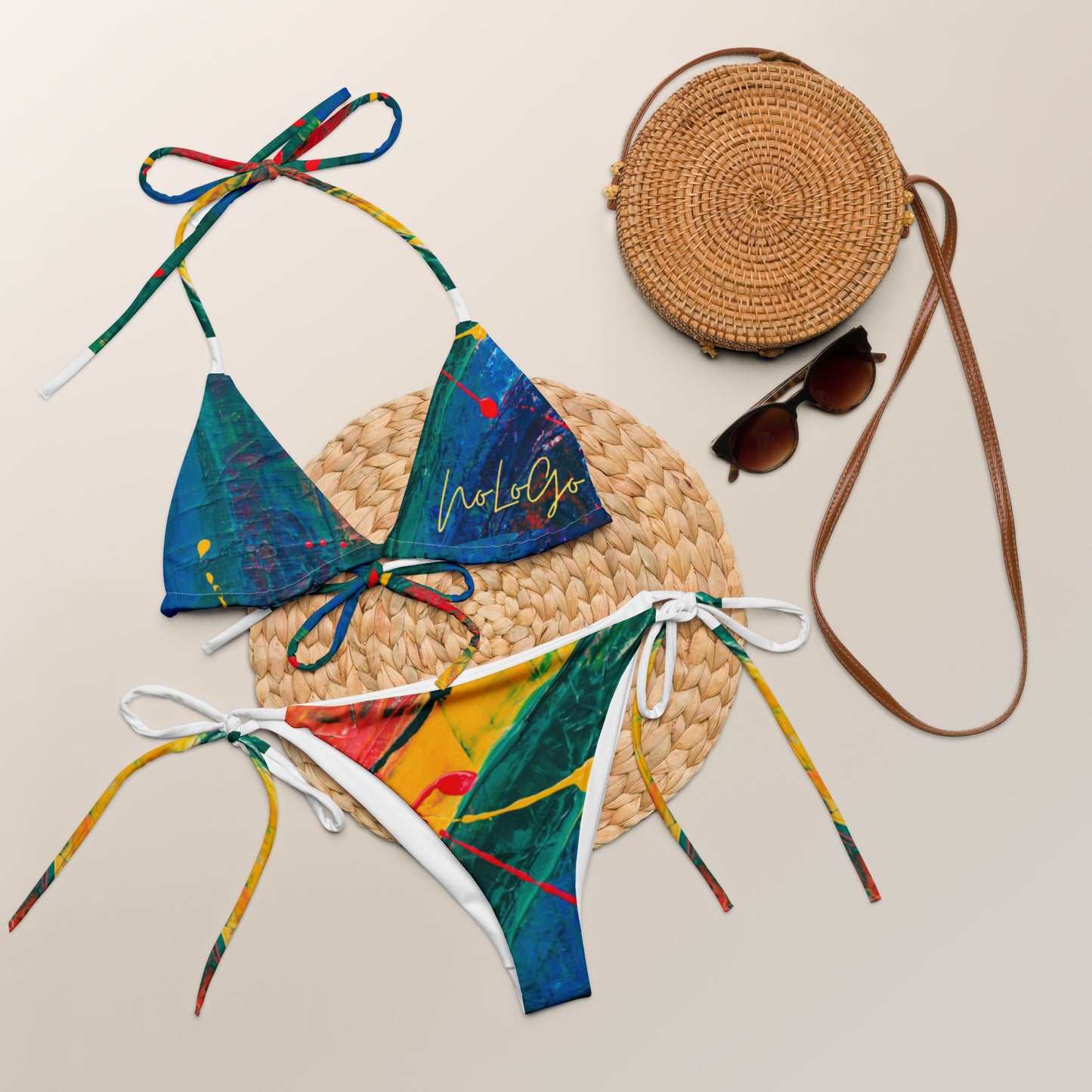 Love is Love all-over print recycled string bikini