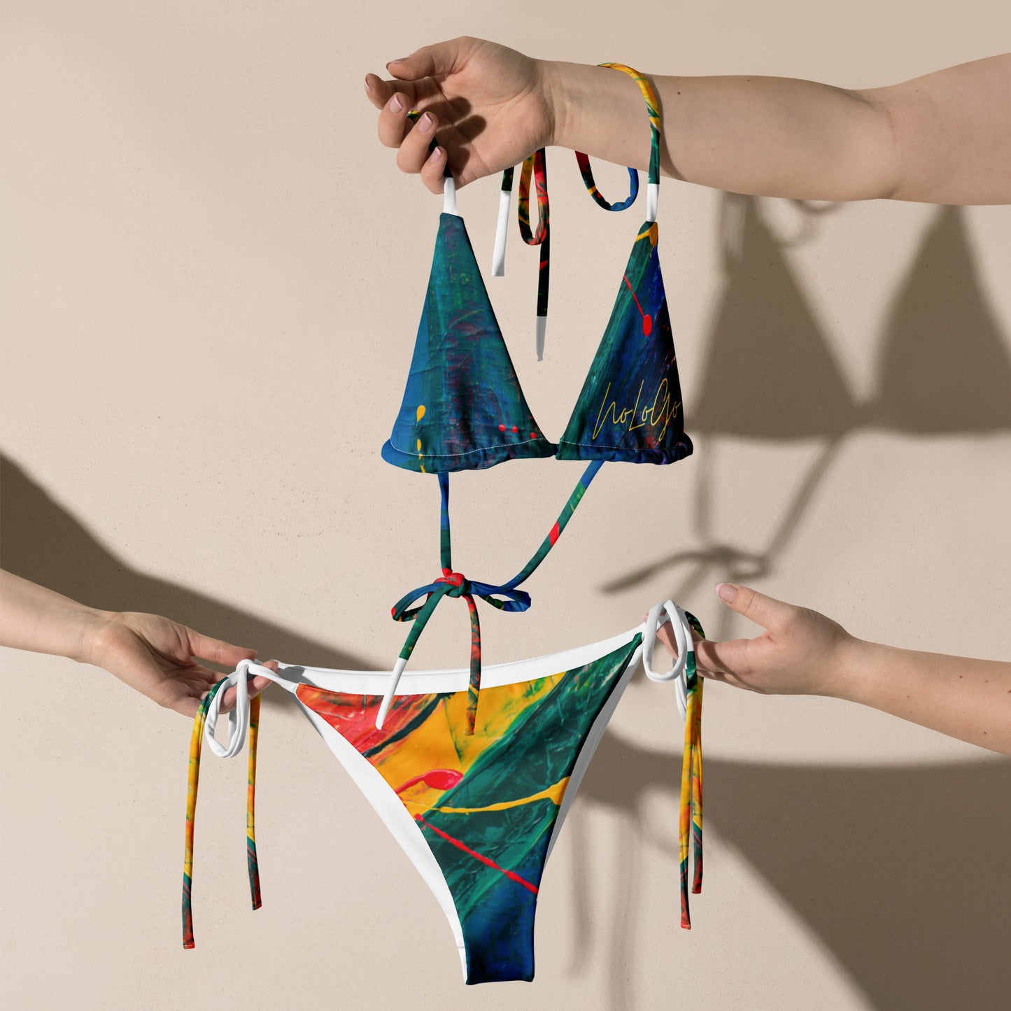 Love is Love all-over print recycled string bikini