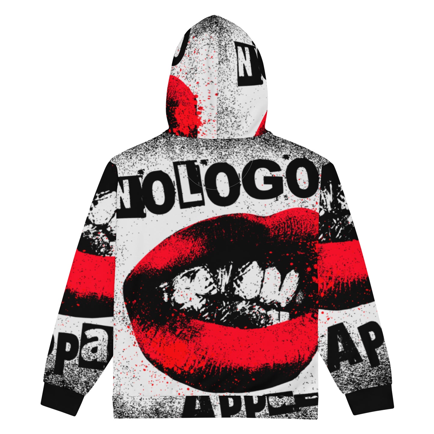 NoLoGo red lips unisex zip hoodie