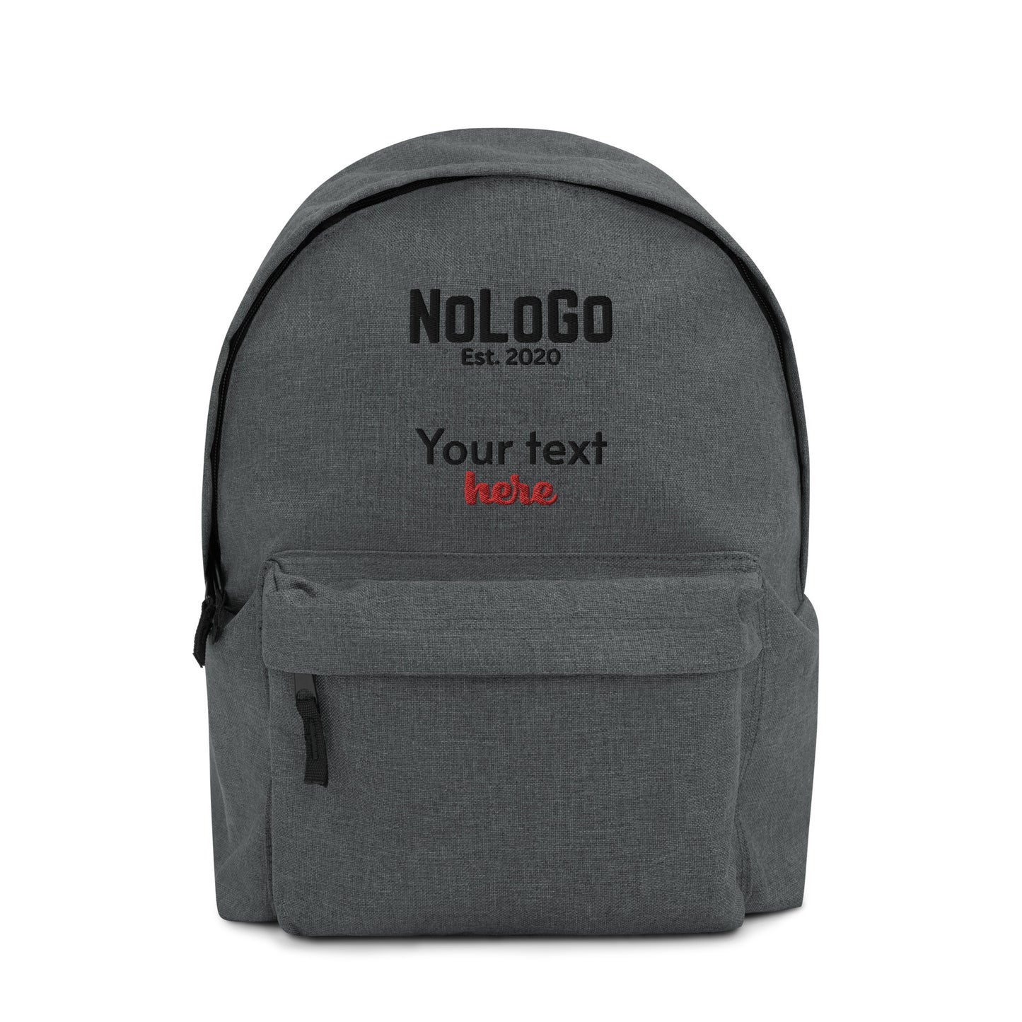 NoLoGo Apparel personalized embroidered backpack