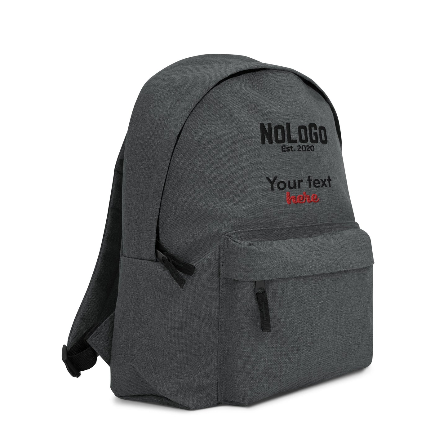 NoLoGo Apparel personalized embroidered backpack