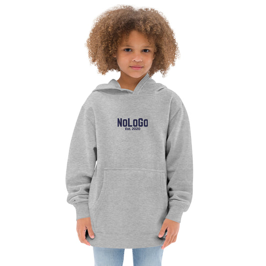 NoLoGo Est. 2020 embroidered youth hoodie (white & navy and grey & navy)