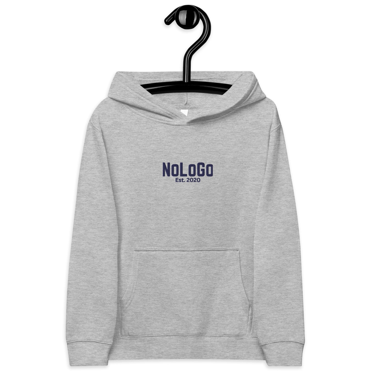 NoLoGo Est. 2020 embroidered youth hoodie (white & navy and grey & navy)