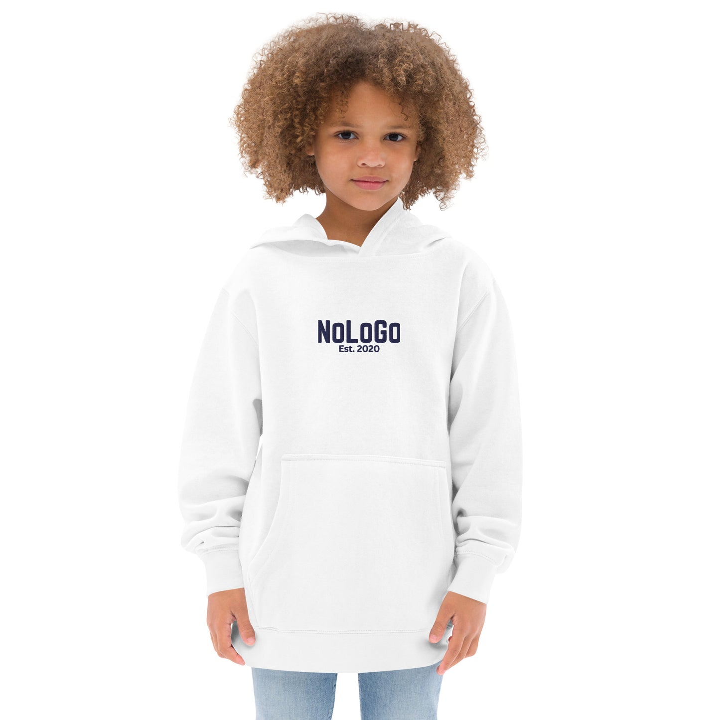 NoLoGo Est. 2020 embroidered youth hoodie (white & navy and grey & navy)