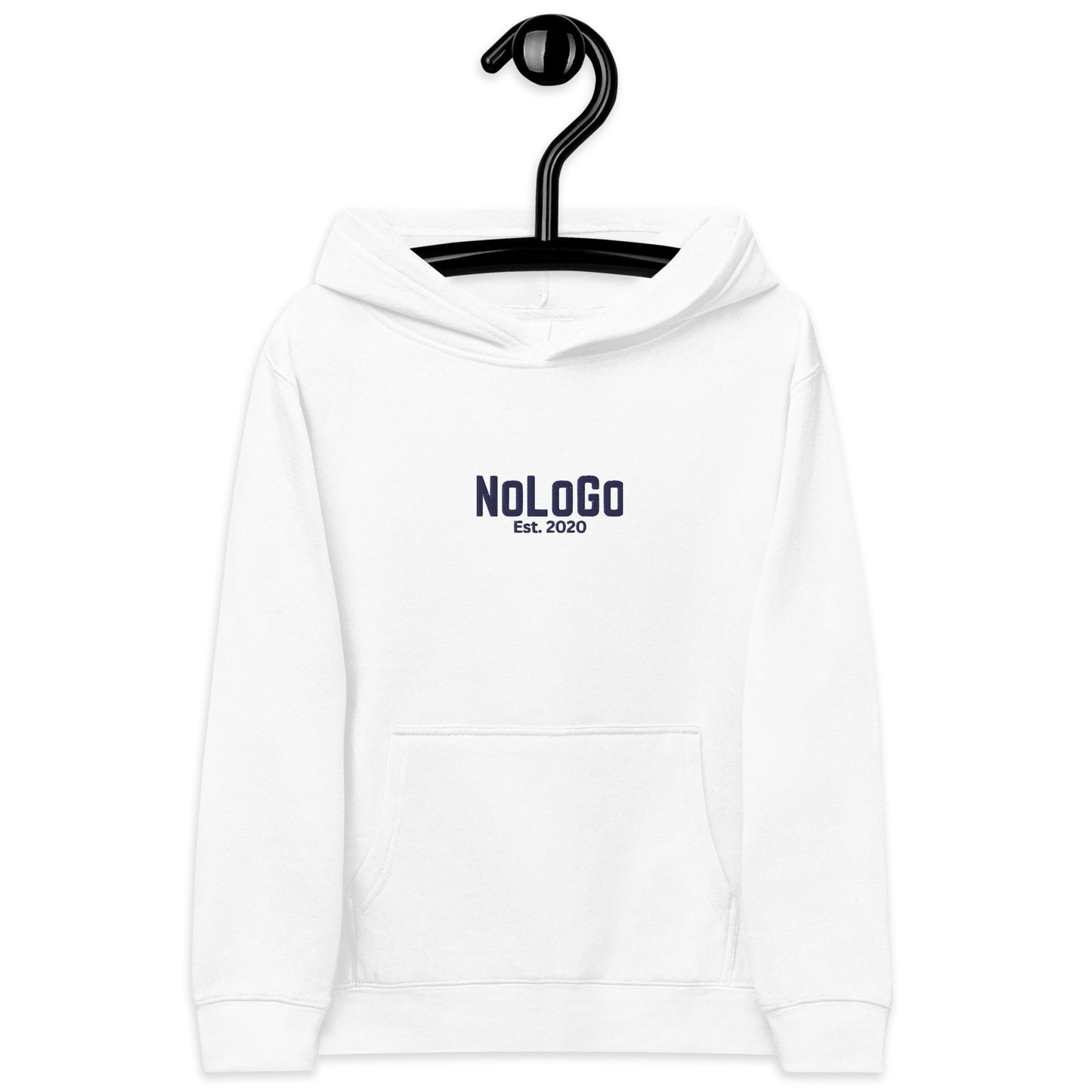 NoLoGo Est. 2020 embroidered youth hoodie (white & navy and grey & navy)