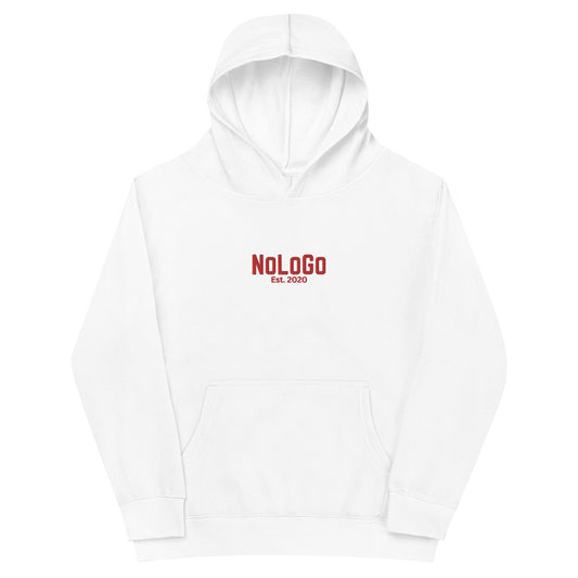 NoLoGo Est. 2020 embroidered youth fleece hoodie (white & red and grey & red)