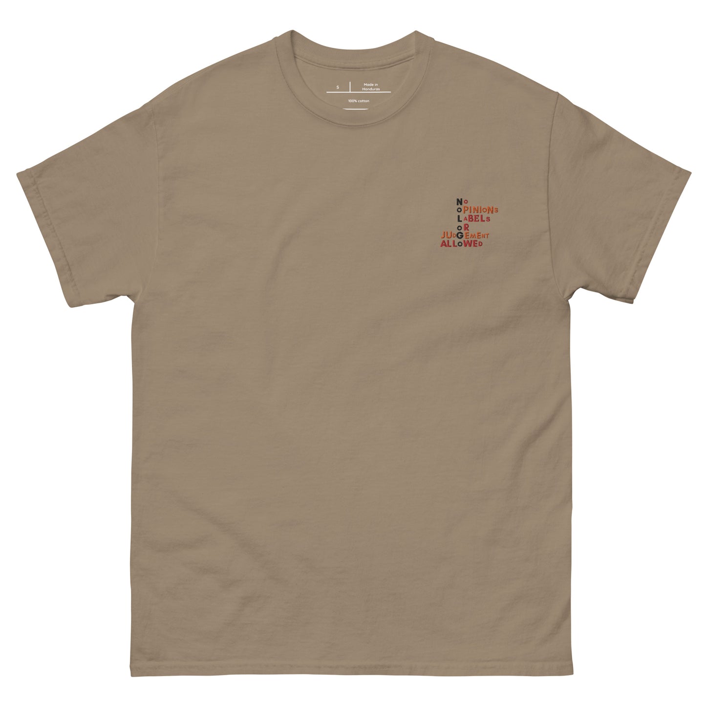 Embroidered "Mission Statement" men's classic tee (green, brown, sand and natural)