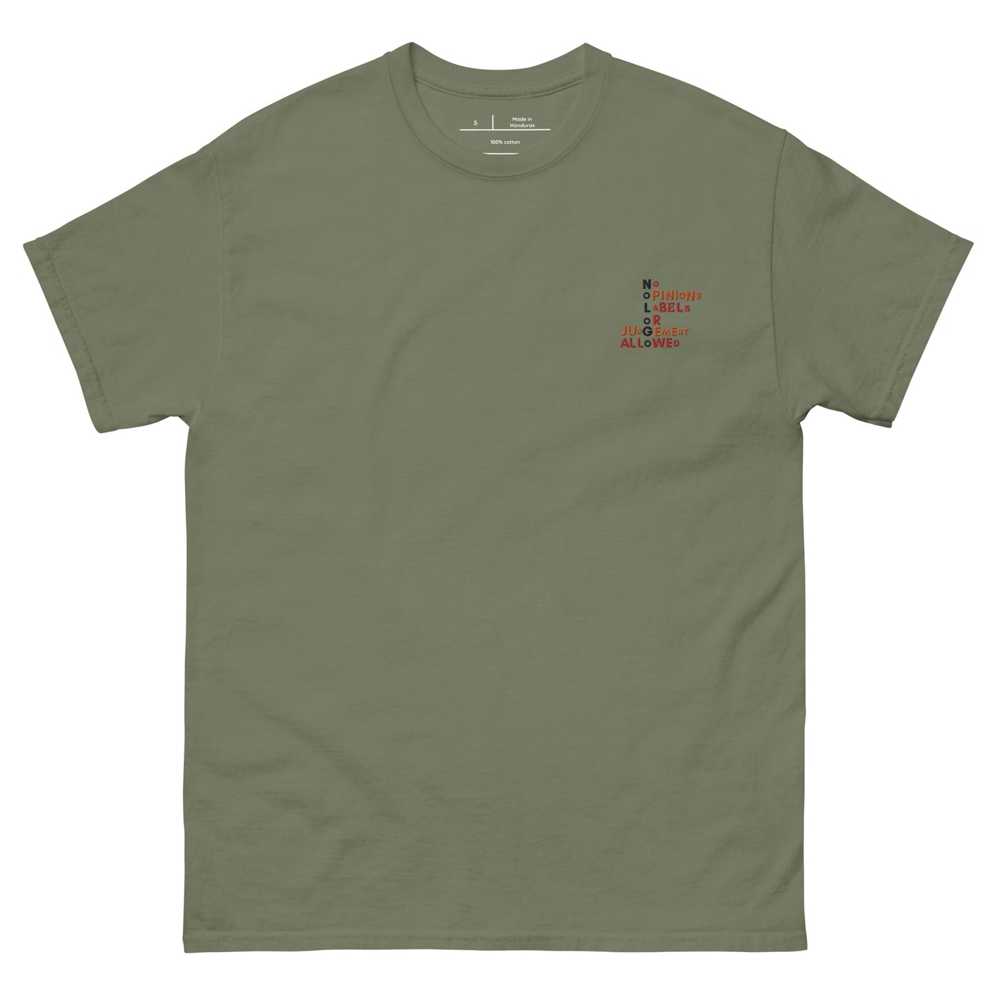 Embroidered "Mission Statement" men's classic tee (green, brown, sand and natural)