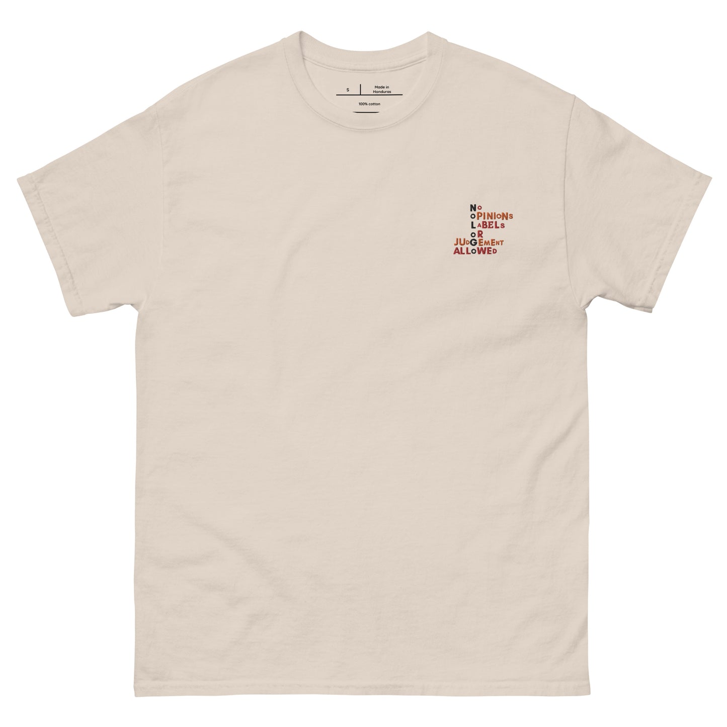 Embroidered "Mission Statement" men's classic tee (green, brown, sand and natural)