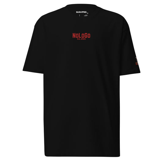 Est. 2020 men’s premium heavyweight tee (black & red, dark grey & red, and grey & red)