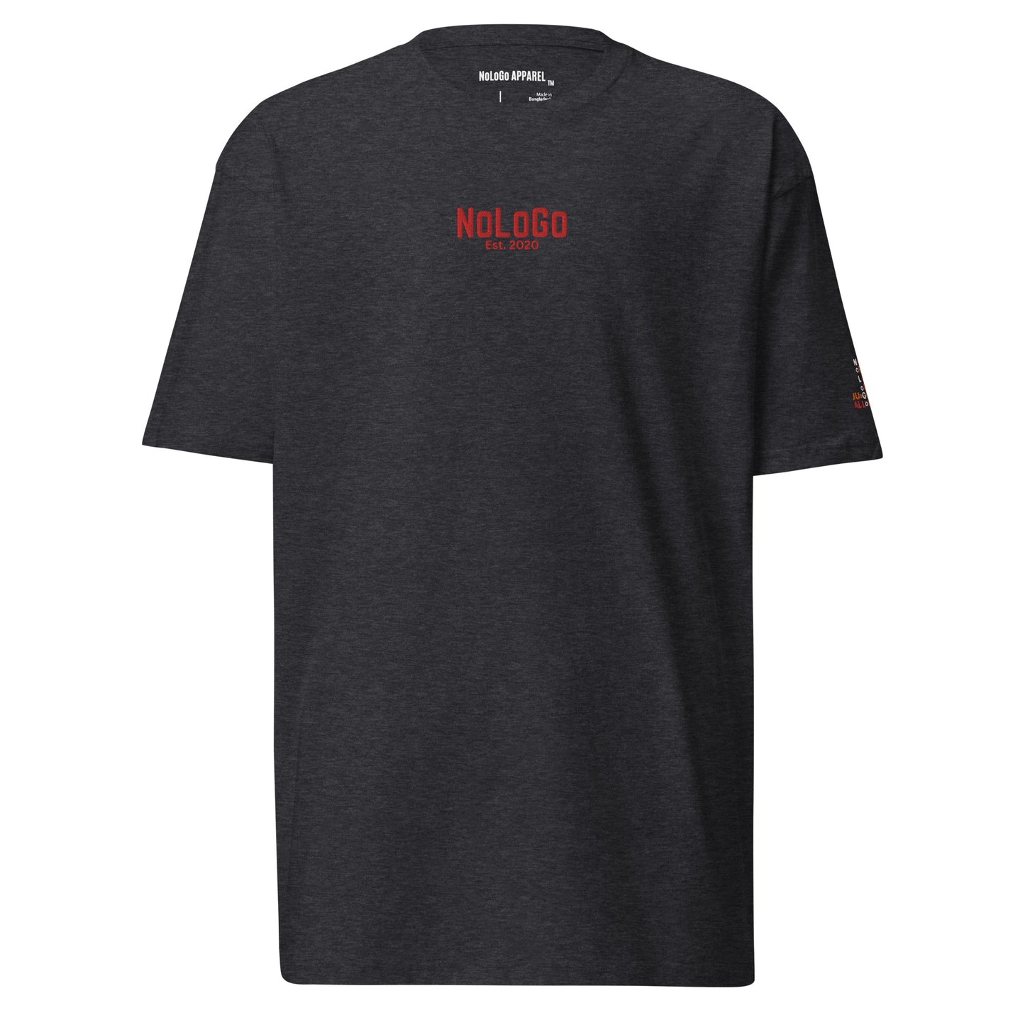 Est. 2020 men’s premium heavyweight tee (black & red, dark grey & red, and grey & red)