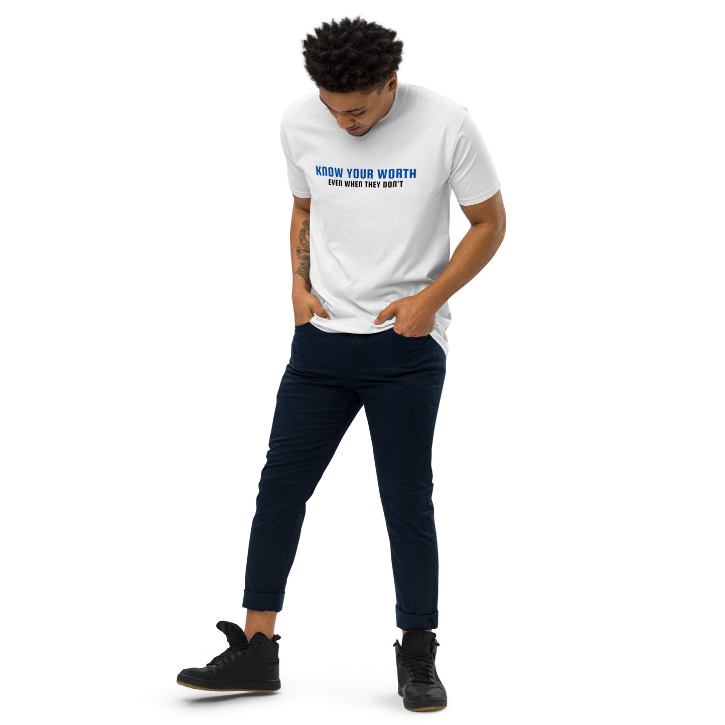 Know your worth men’s premium heavyweight tee