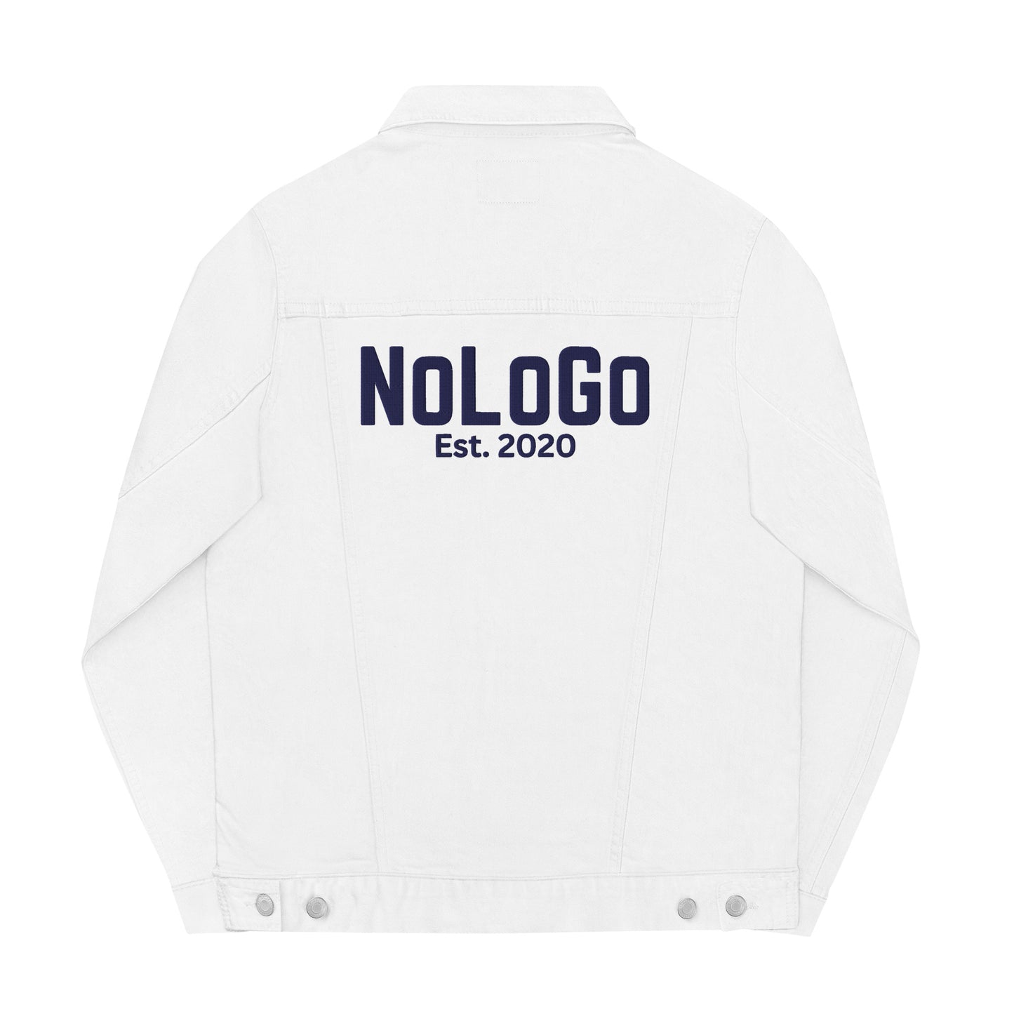 NoLoGo Est 2020 Unisex white denim jacket