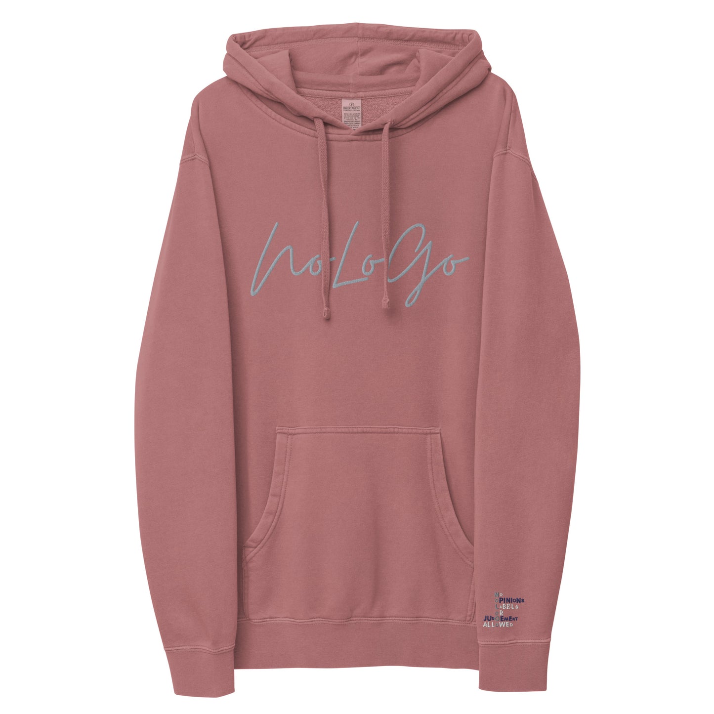 NoLoGo Signature unisex pigment maroon-dyed hoodie