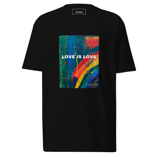 Love is Love Men’s premium heavyweight tee (black, white and yellow)