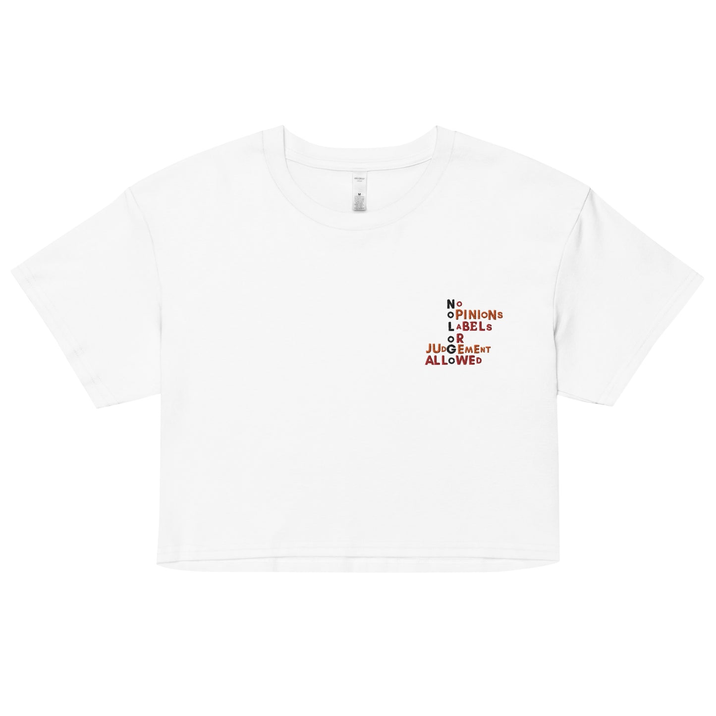 Embroidered "Mission Statement" women’s crop top